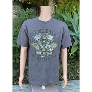 Harley Davidson T Shirt Size L Knucklehead Milwaukee WI Gray Riverside CA